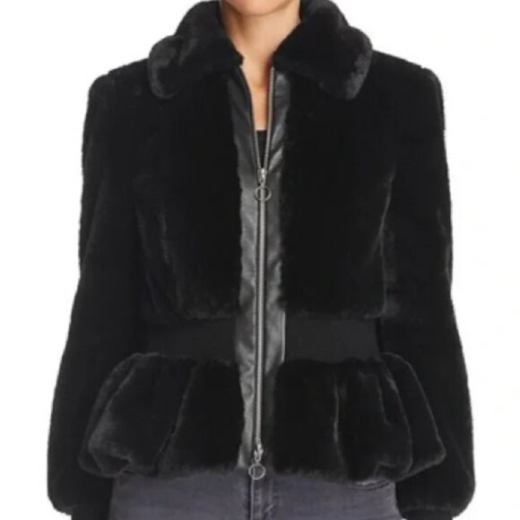 Rebecca Taylor Faux Fur Peplum Jacket - Picture 1 of 12